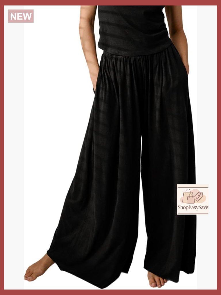 Organic Pima Cotton Palazzo Pants - High Rise Wide Leg Lounge Pants